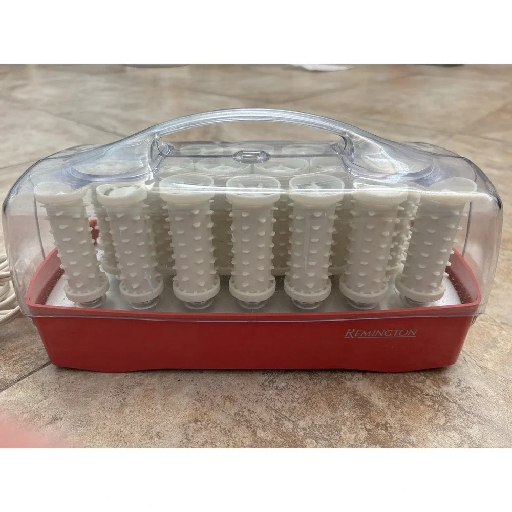 Remington Electric Hot Rollers Set w/ Plastic Carry Case, Red Base White Rollers